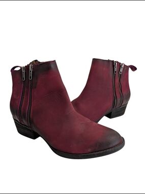 Circle G Burgundy Oxblood Leather Side-Zip Ankle Booties Western Size 10M